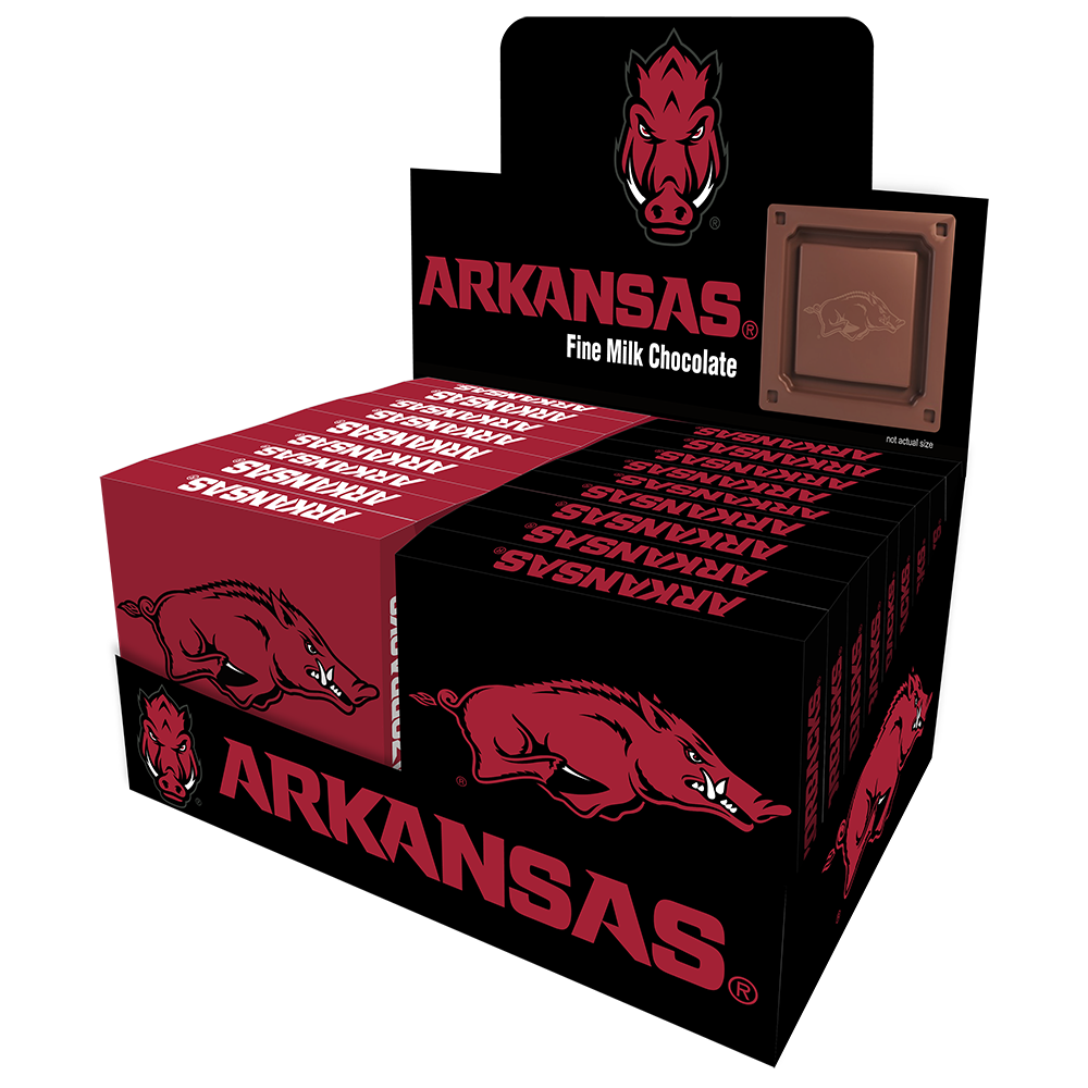 Arkansas Razorbacks Embossed Chocolate Bar (18ct Counter Display)