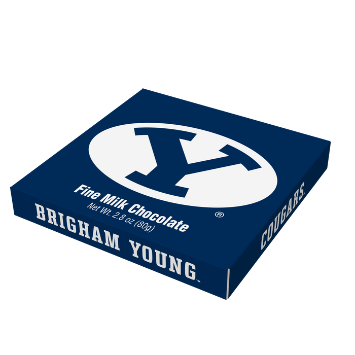 BYU Cougars embossed chocolate bar packaging
