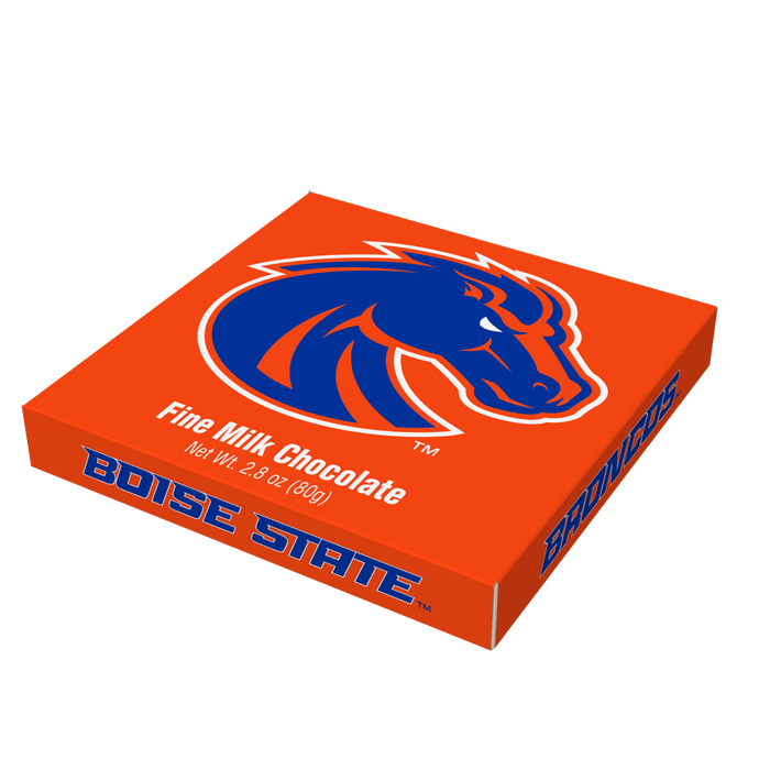 Boise State Broncos embossed chocolate bar packaging