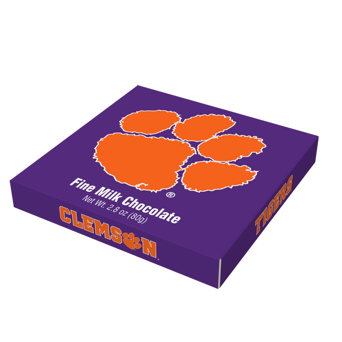 Clemson Tigers embossed chocolate bar packaging