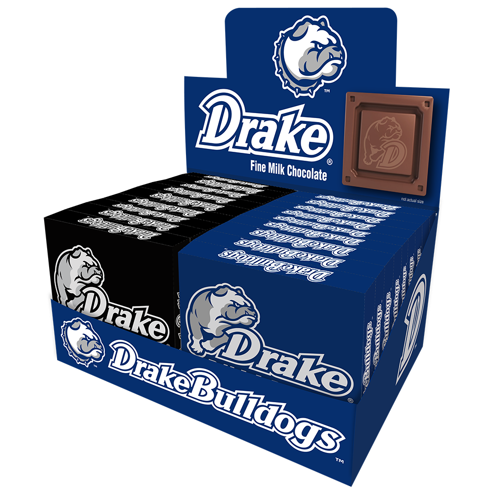 Drake Bulldogs Embossed Chocolate Bar (18ct Counter Display)