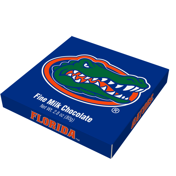 Florida Gators embossed chocolate bar packaging