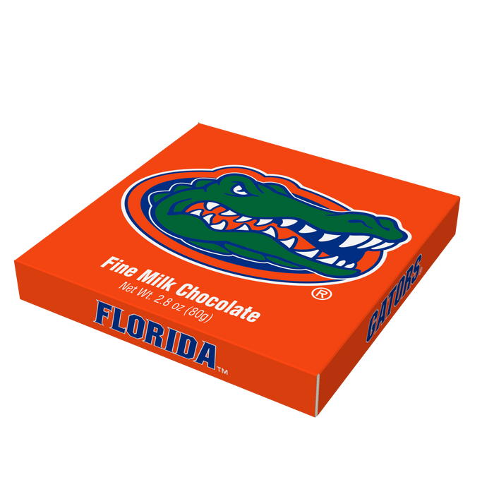 Florida Gators embossed chocolate bar packaging