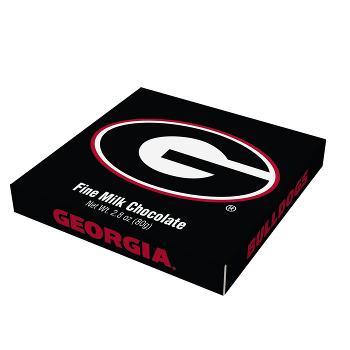 Georgia Bulldogs embossed chocolate bar packaging