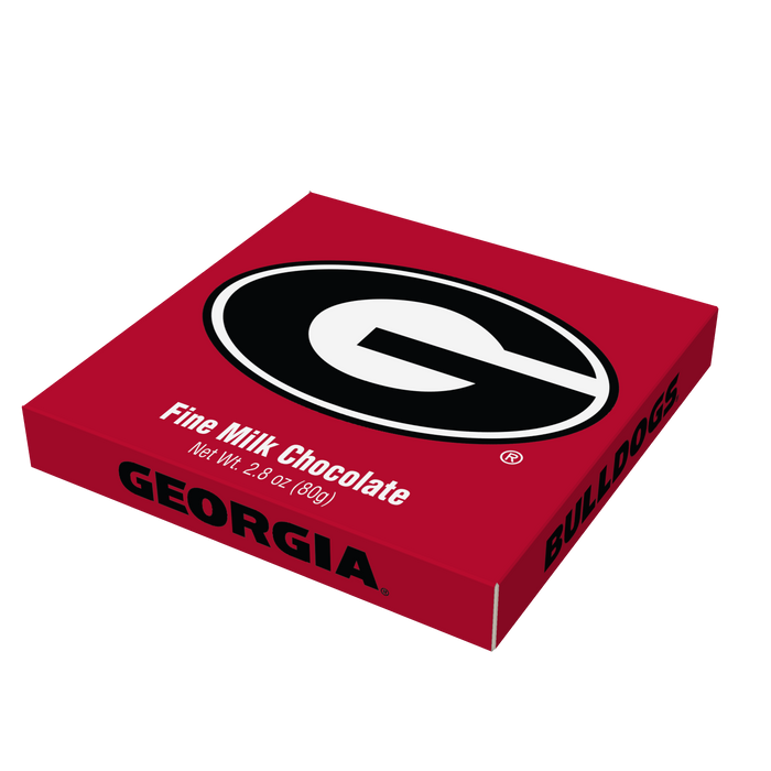 Georgia Bulldogs embossed chocolate bar packaging