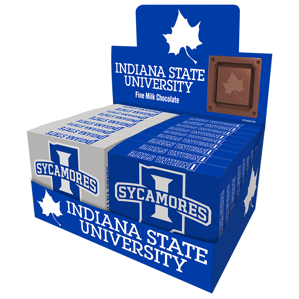 Indiana State Sycamores Embossed Chocolate Bar (18ct Counter Display)