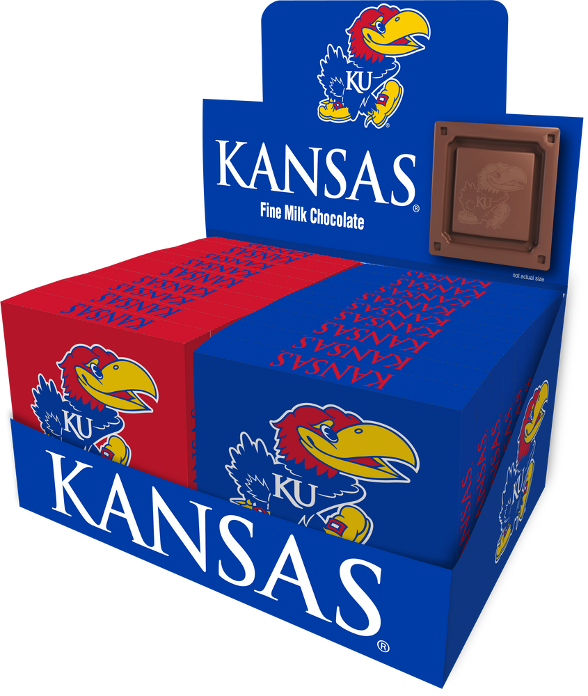 Kansas Jayhawks Embossed Chocolate Bar (18ct counter display)