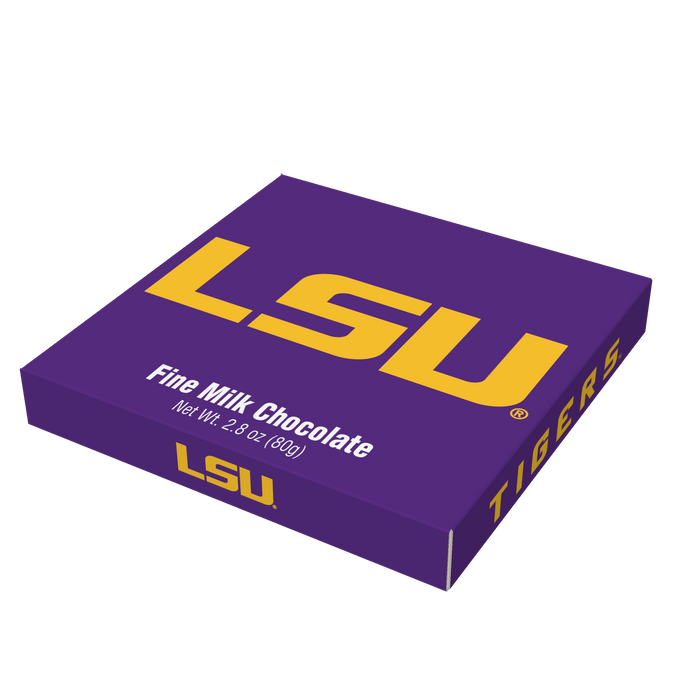 Louisiana State Tigers embossed chocolate bar packaging