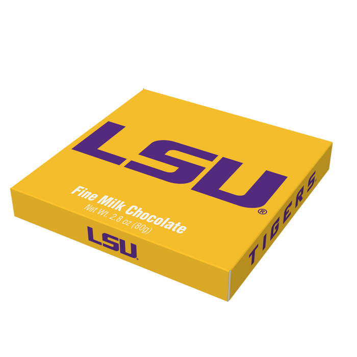 Louisiana State Tigers embossed chocolate bar packaging