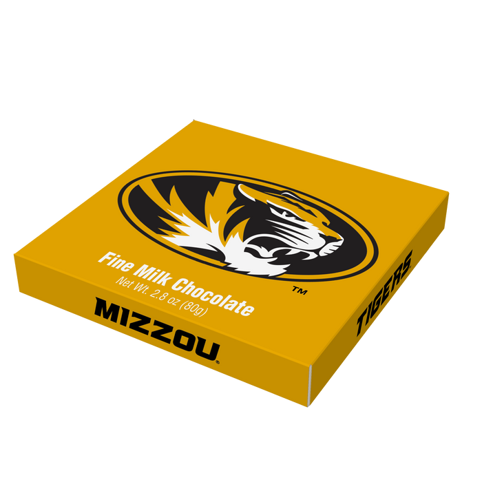 Missouri Tigers embossed chocolate bar packaging