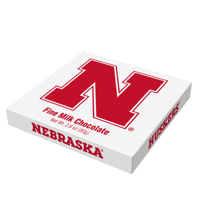 Nebraska Huskers embossed chocolate bar packaging
