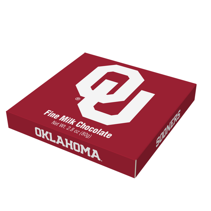 Oklahoma Sooners embossed chocolate bar packaging