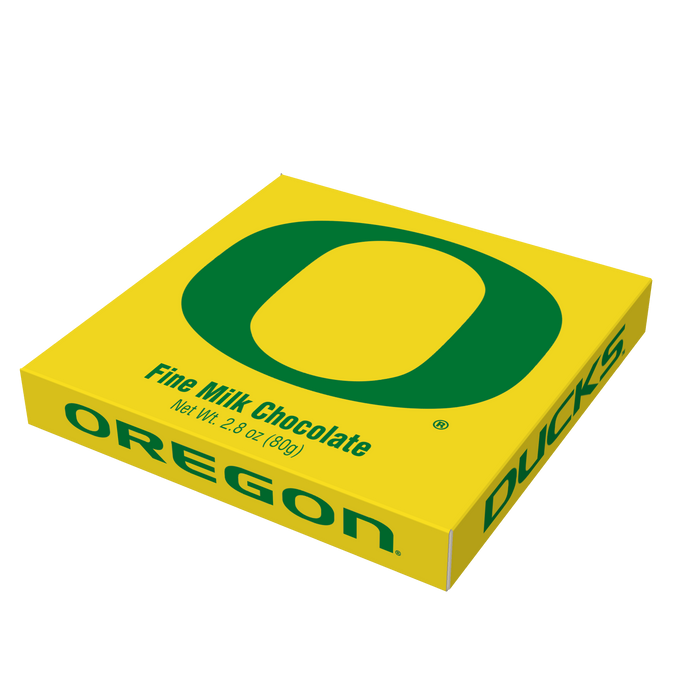 Oregon Ducks embossed chocolate bar packaging