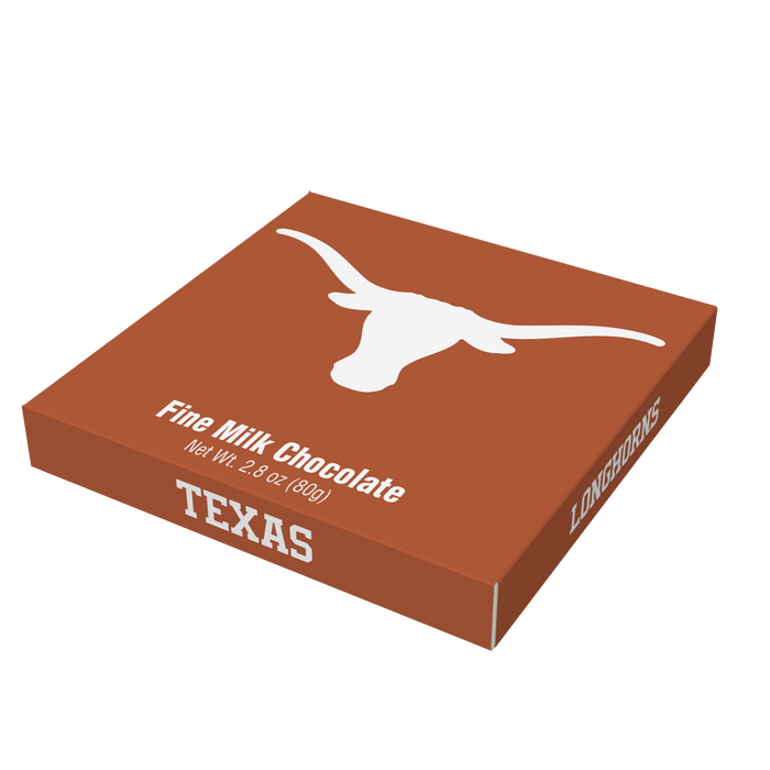 Texas Longhorns embossed chocolate bar packaging