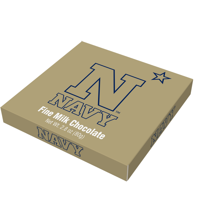 US Naval Academy embossed chocolate bar packaging