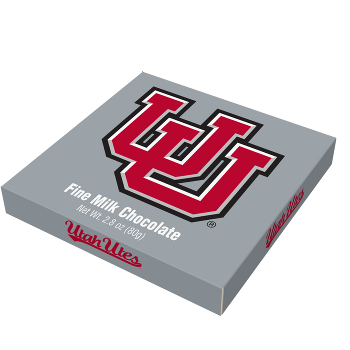 Utah Utes embossed chocolate bar packaging