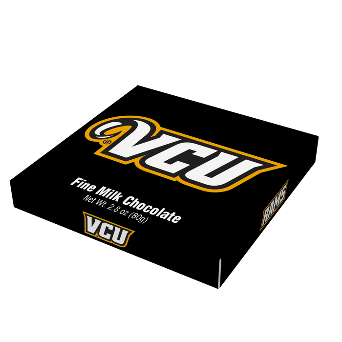 Virginia Commonwealth University embossed chocolate bar packaging