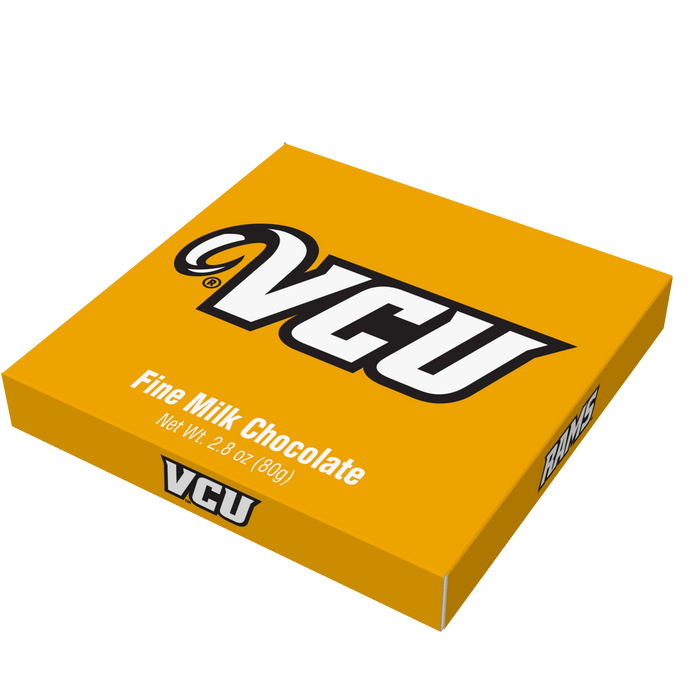 Virginia Commonwealth University embossed chocolate bar packaging