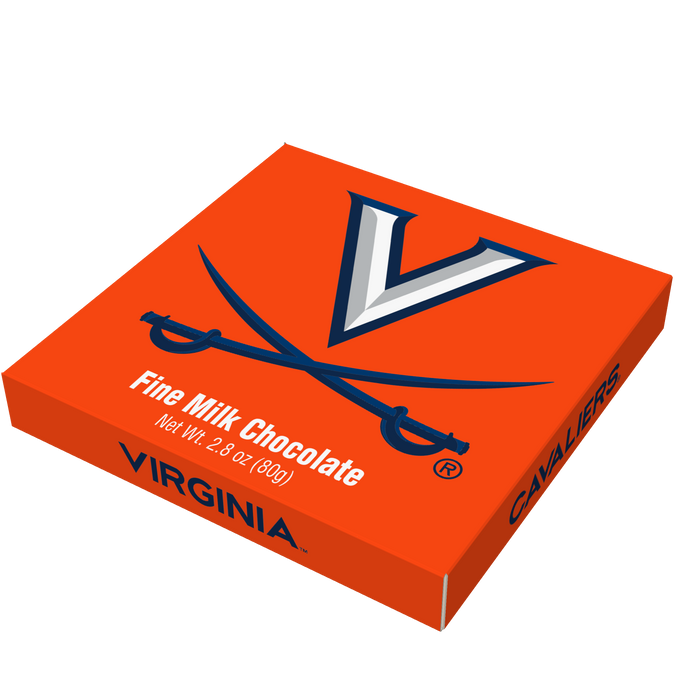Virginia Cavaliers embossed chocolate bar packaging