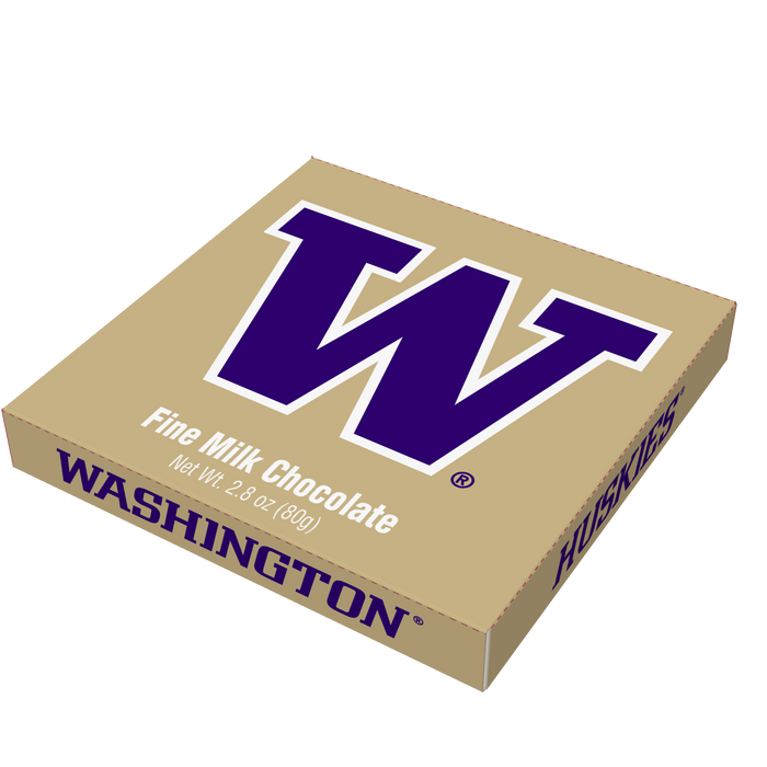Washington Huskies embossed chocolate bar packaging