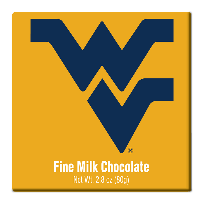 West Virginia Mountaineers embossed chocolate bar packaging
