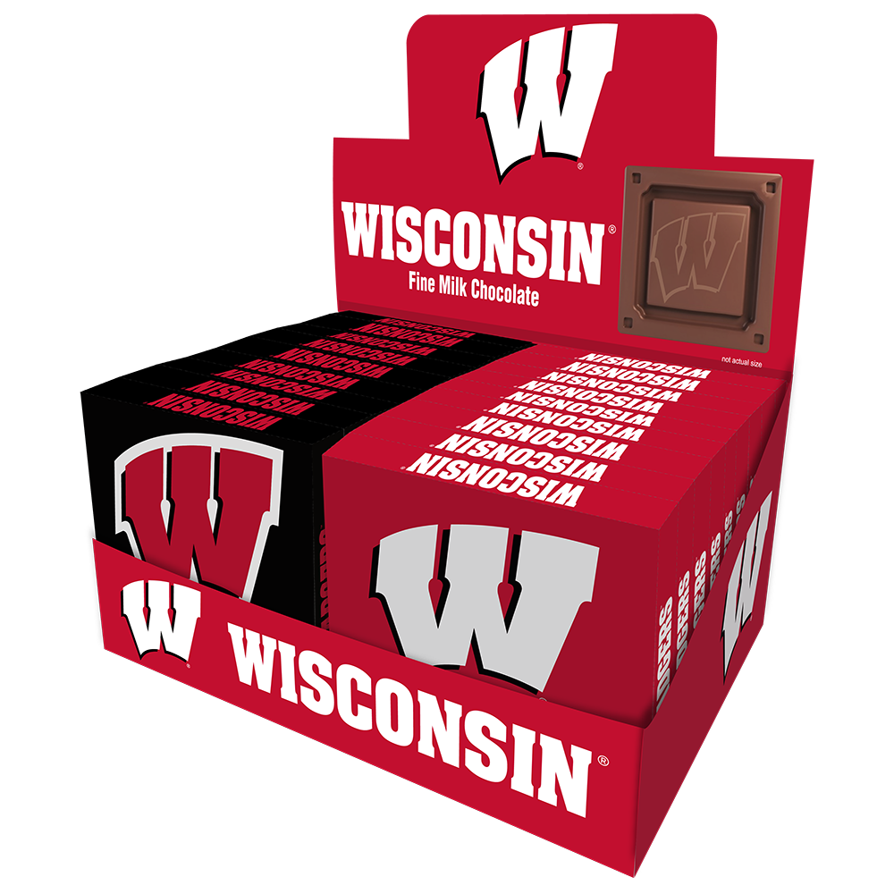 Wisconsin Badgers Embossed Chocolate Bar (18ct Counter Display)